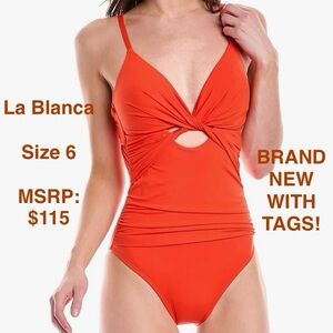 La Blanca Women's Island Goddess Twist Cut out Tummy Control Bikini Swimsuit!